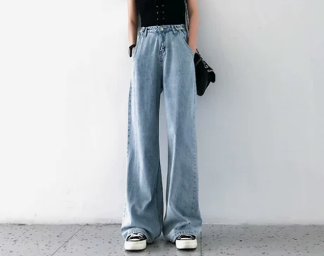 ?阔腿牛仔裤女高腰cec宽松小个子泫雅同款...