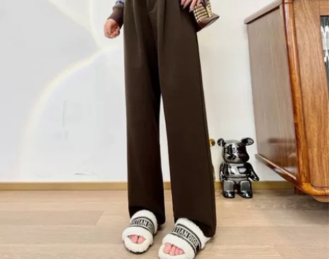 毛呢西装裤女2022秋冬新款高腰显瘦休闲裤...