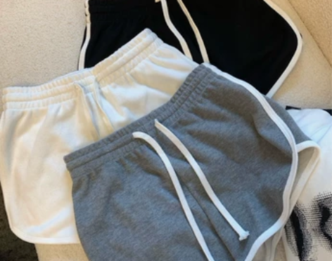 雨嘉灰色高腰运动短裤女夏薄款显瘦百搭时尚休...