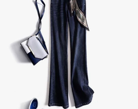 大长腿~微喇裤 直筒显高喇叭裤 配丝带高腰...