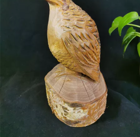 日本回流 一木雕 一木挖 大号雷鸟摆件，雕...