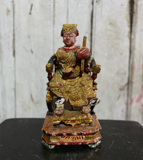 高28，特价古体王爷木雕神像，正金，香樟木...