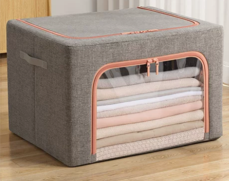 加厚棉麻衣服收纳箱布艺衣物整理盒折叠衣柜大...