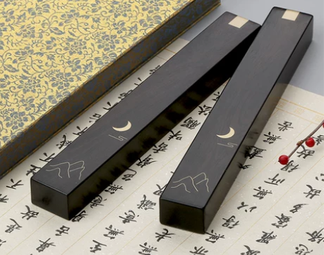 镇尺镇纸红木镇纸压书神器 嵌黄铜书法压纸石...