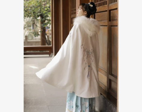 知锦 斗篷 五五年汉服女秋冬加绒保暖带不可...