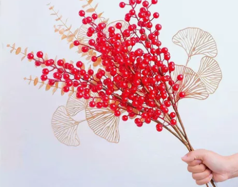 发财果红果假花仿真花摆设客厅餐桌花束家居插...