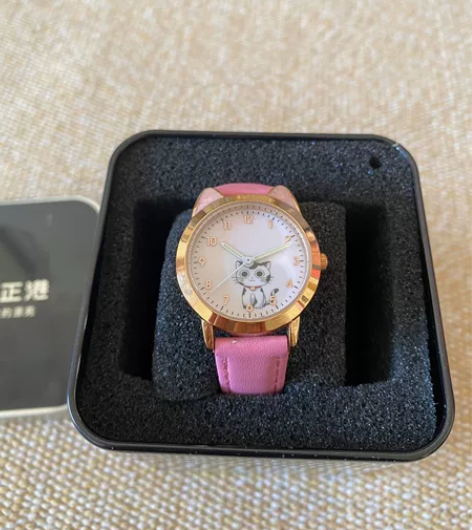 正港ZGO石英手表玫瑰金表壳粉带大表盘学生...