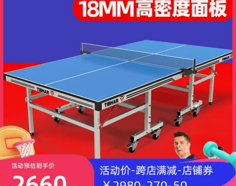 TIBHAR德国挺拔乒乓球桌室内标准型兵乓...
