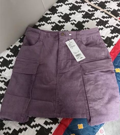 美特斯邦威正品灯芯绒半身裙女潮流口袋秋冬季...