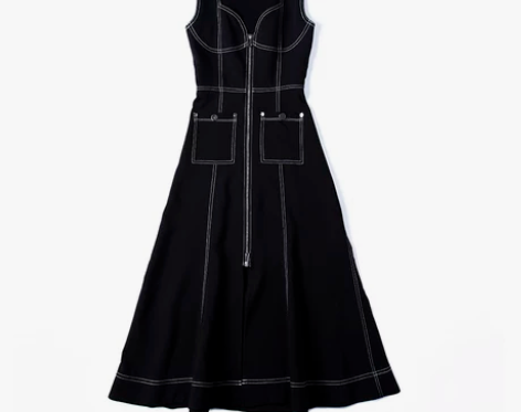 矮个子吊带复古连衣裙女夏小心机黑色性感气质...