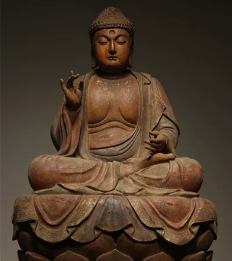 木雕释迦摩尼佛，整体描金彩绘，精美华丽，开...