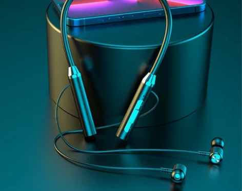 新款蓝牙无线耳机 挂脖运动双耳入耳颈挂式超...