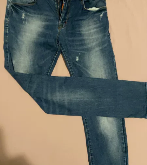 bsija 毕厶迦 蓝色水洗 破洞牛仔裤...