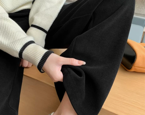 雪尼尔阔腿裤女2022秋冬高腰垂感加厚灯芯...