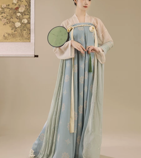 桔屿原创汉服女【长安花】唐制齐胸衫裙复原印...