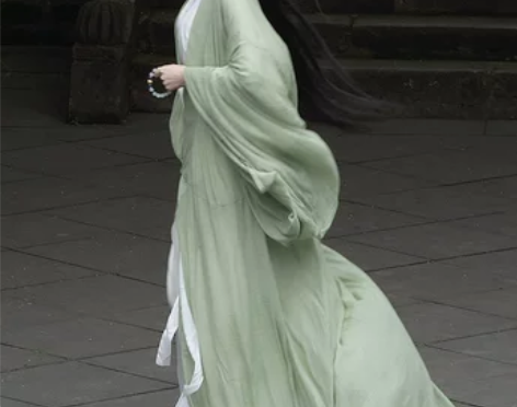 绿色直裾汉服魏晋风古风改良广袖流仙裙飘逸 ...