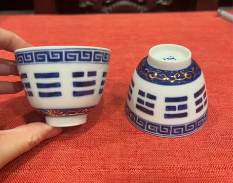 景德镇早期老仓库老厂货库存手绘玉字款青花描...