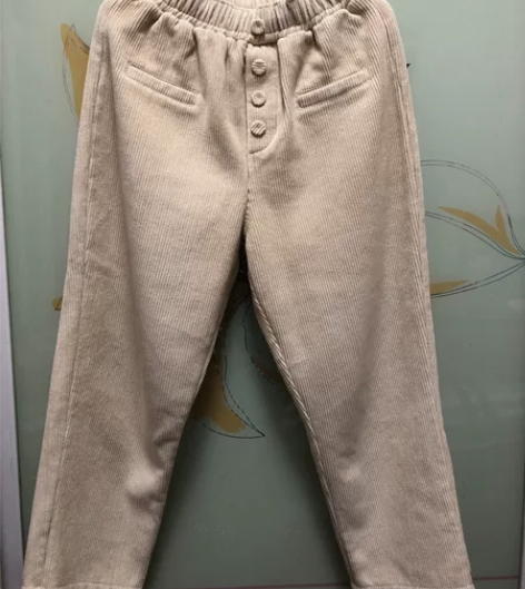 冬季加绒休闲裤、杏色、120斤内能穿 九五新