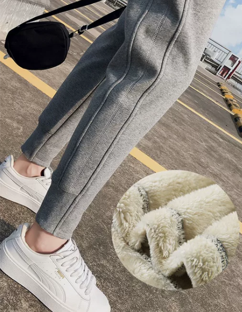 休闲裤女 休闲裤子加绒加厚运动裤女羊羔绒秋...