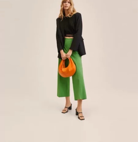 MANGO女装休闲裤2022春夏新款女式弹...