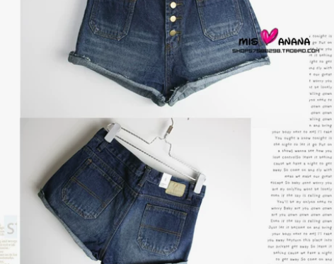 特价 口袋装饰 水洗磨白破 时尚卷边牛...