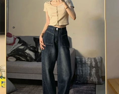 春秋大码新款胖mm高腰宽松显瘦阔腿裤子潮做...