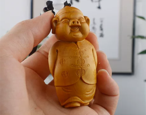 小叶黄杨木雕男士随身把玩件实木雕刻工艺品文...