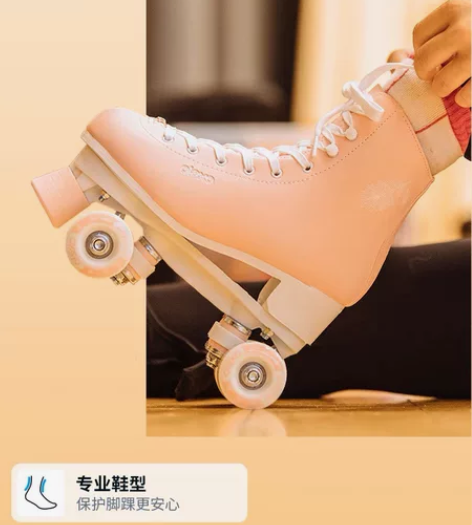 迪卡侬双排溜冰鞋儿童女成人成年旱冰鞋四轮双...