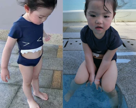 韩版儿童泳衣女孩可爱卡通鲨鱼牙齿连体泳装男...