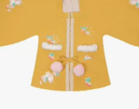 玉术汉服花开兔原创汉元素加厚方领半袖披袄 ...