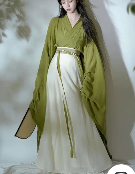 汉服绿色汉服夏款女改良魏晋风南北朝古装可以...