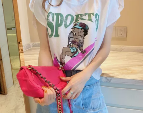 2021韩国东大门夏季新款网球少女卡通印花...