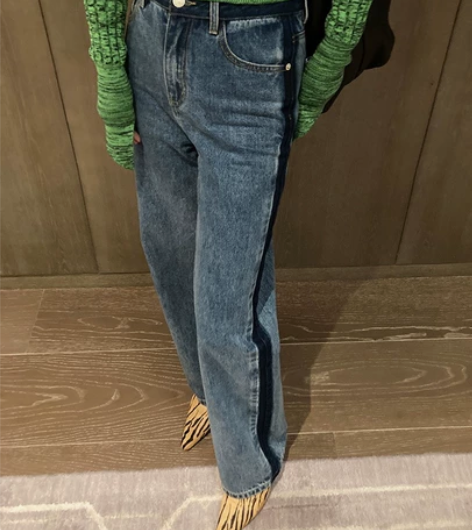 WXLSTUDIO 挑染水洗阔腿牛仔裤女2...