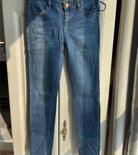 真维斯 牛仔裤 铅笔裤 小脚裤 蓝色水洗牛...