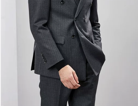 西装套装冬季双排扣西装男条纹休闲加厚款男士...