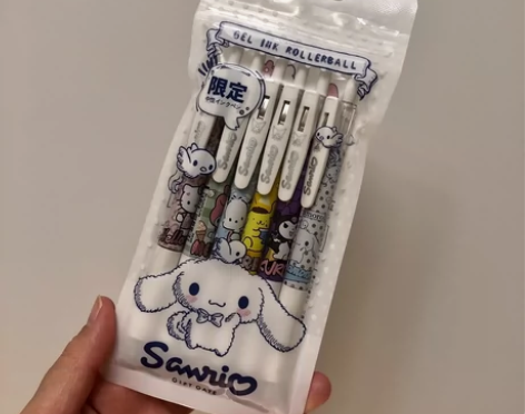 闲置黑色三丽鸥中性笔6支套装，子弹头，1支...