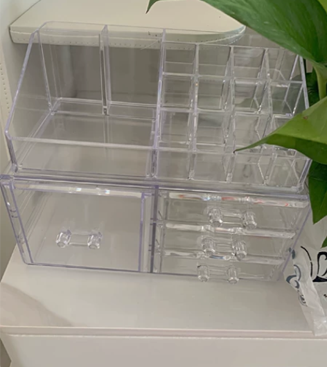 【全新包邮】超大号透明化妆品收纳盒塑料防尘...