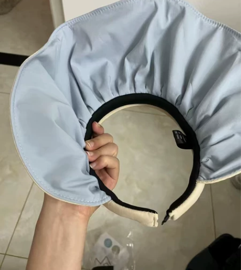 防紫外线沙滩帽，发箍遮阳帽 天蓝色米色，闲...