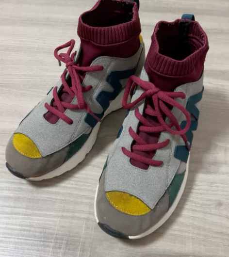 日本潮流撞色设计个性女士厚底高帮运动鞋休闲...