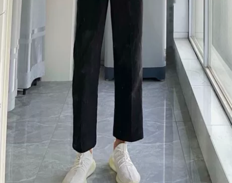 网红垂感修身休闲裤男韩版潮流直筒阔腿九分裤...