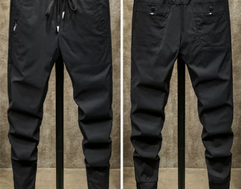 【狂欢价】春夏季松紧腰黑色男裤子休闲裤男宽...