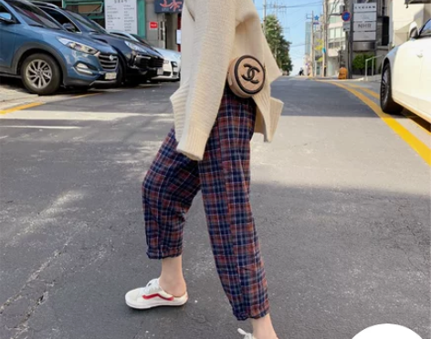 ptree 裤子女秋冬英伦港味复古九分裤小...