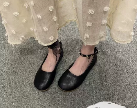 韩版百搭平底学生一字扣单鞋女鞋软底奶奶鞋 ...