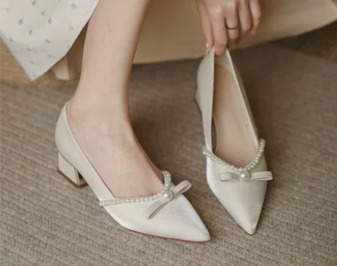 粗跟单鞋女2022新款法式高跟鞋春秋款晚晚...