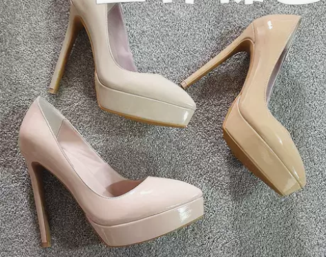 黑色尖头高跟鞋细跟防水台单鞋真皮13CM ...