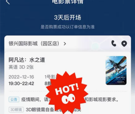 出阿凡2电影票两张,3D,银兴国际影城(永...