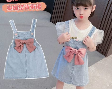 女童连衣裙牛仔裙背带裙裙子 2022童装女...