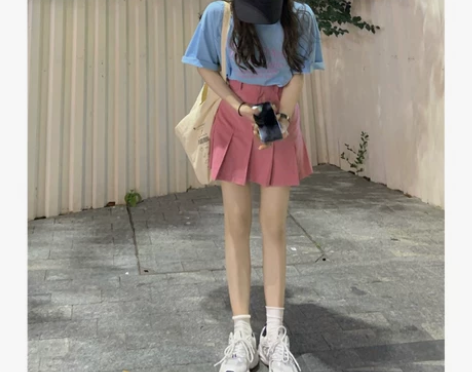 设计感小众辣妹粉色牛仔半身裙女夏季显瘦包臀...