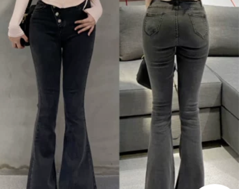 秋季微喇牛仔裤女2021新款弹力修身显瘦提...