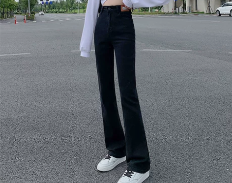 黑色高腰牛仔裤女秋装2021年新款春秋网红...